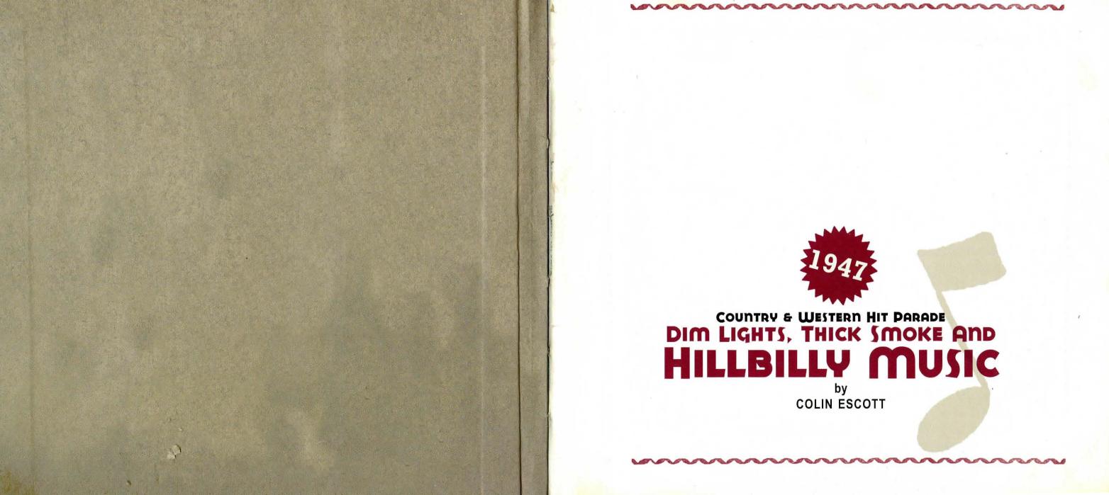 VA by Dim Lights Thick Smoke & Hillbilly Music 1947 booklet
