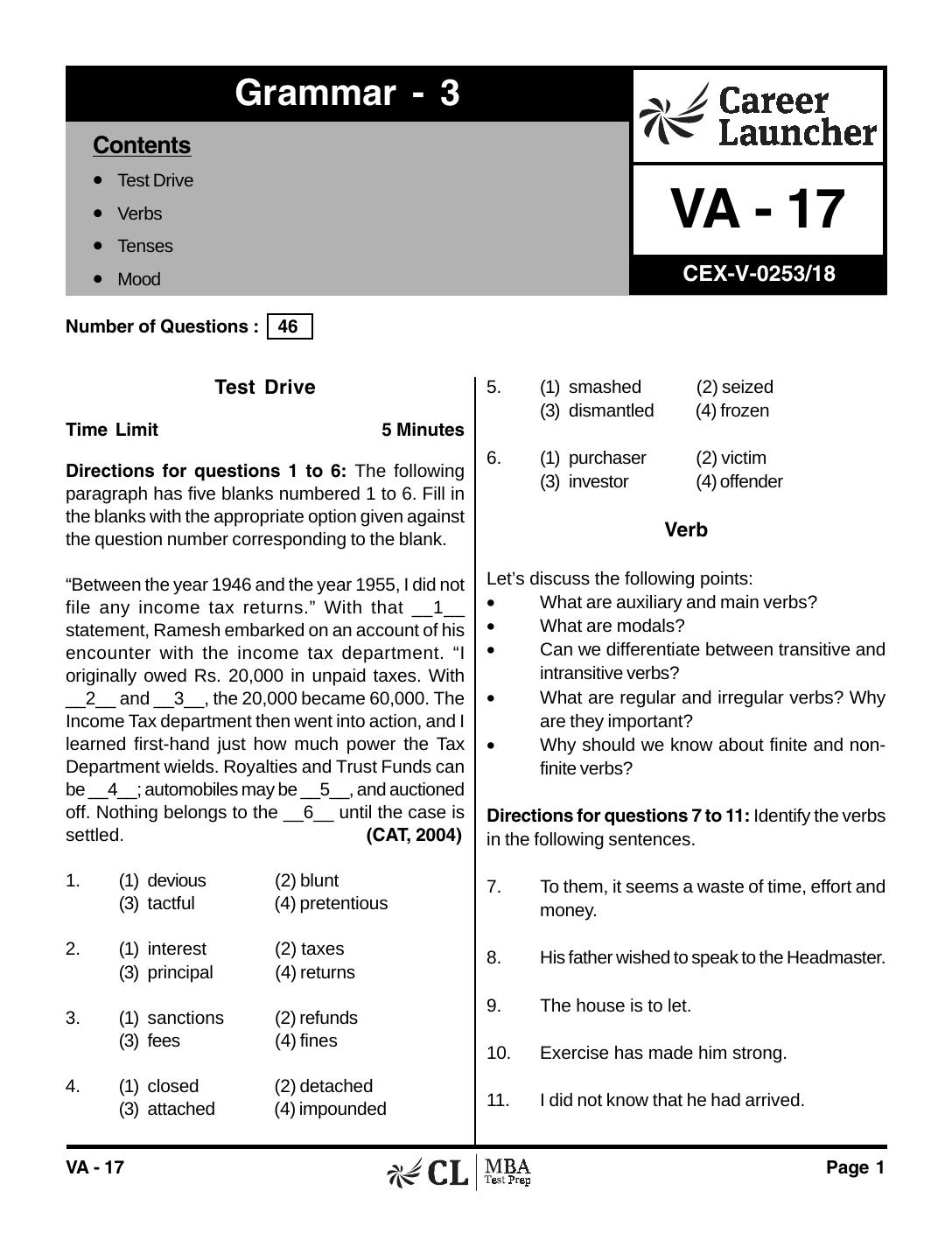 VA-17 Grammar 3 with Solutions by pdf