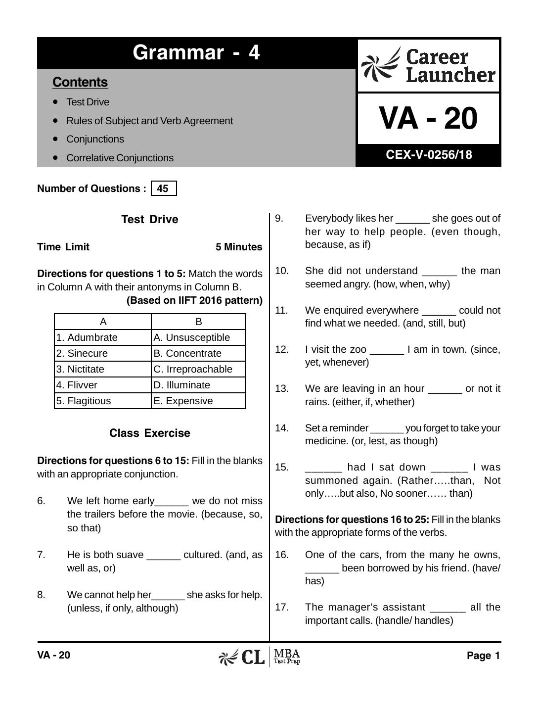 VA-20 Grammar 4 with Solutions by pdf