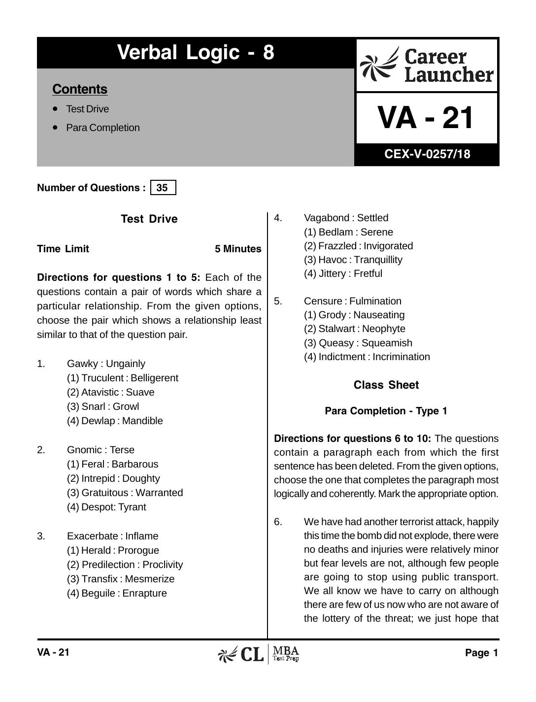 VA-21 VL 8 with Solutions by pdf