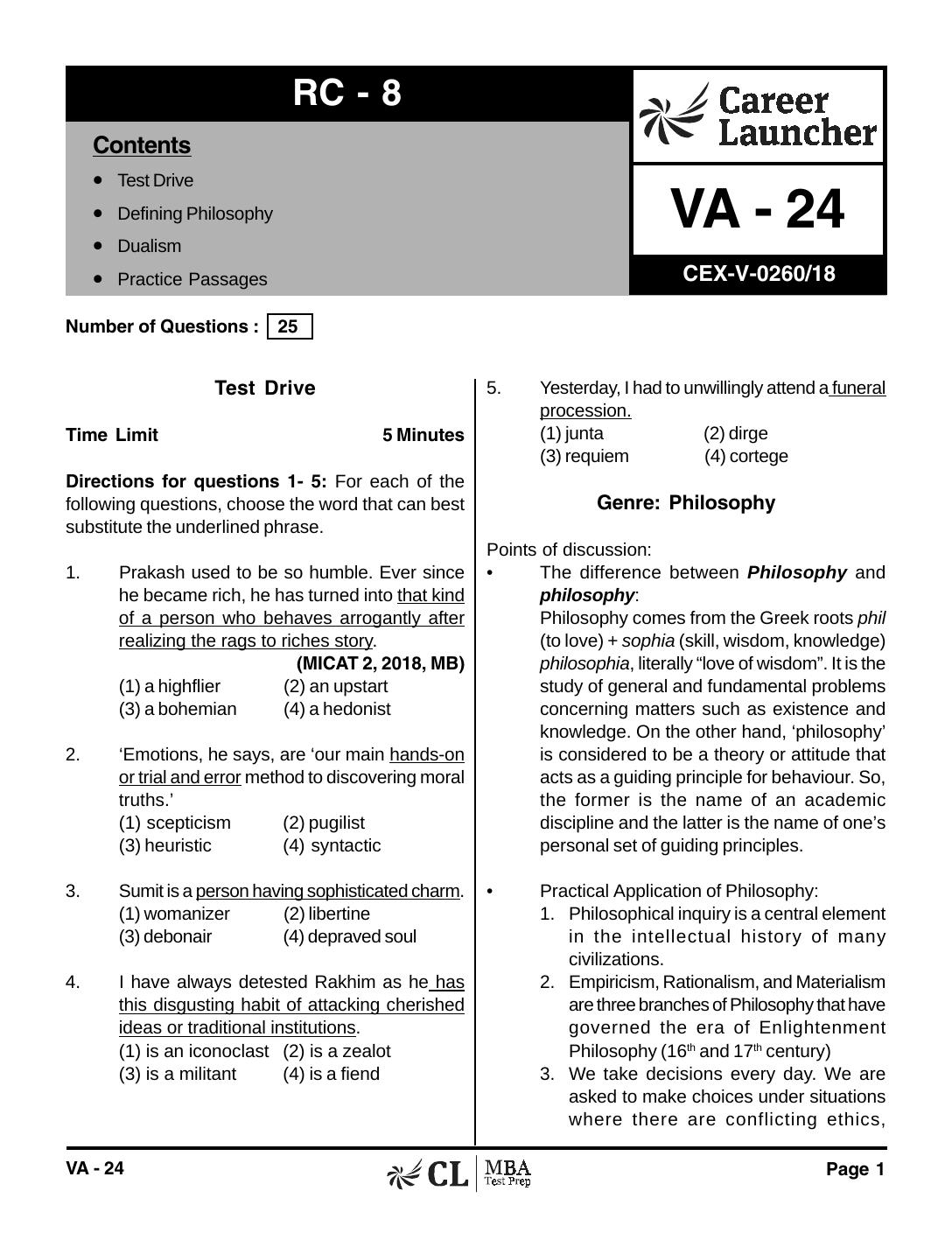 VA-24 RC 8 Philosophy with Solutions by pdf