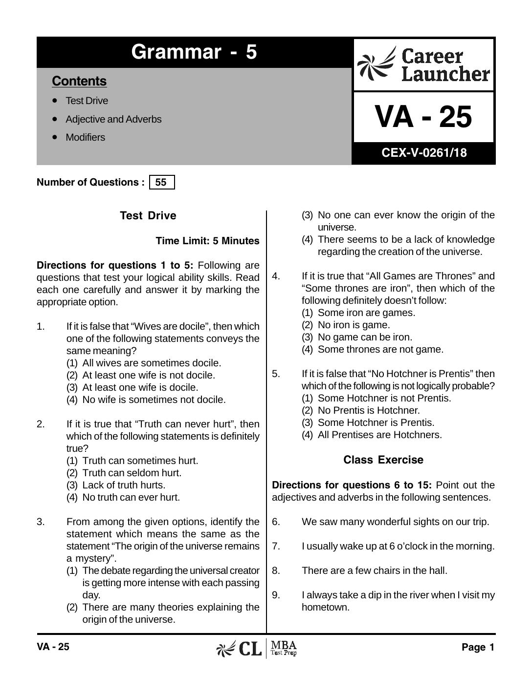 VA-25 Grammar 5 with Solutions by pdf