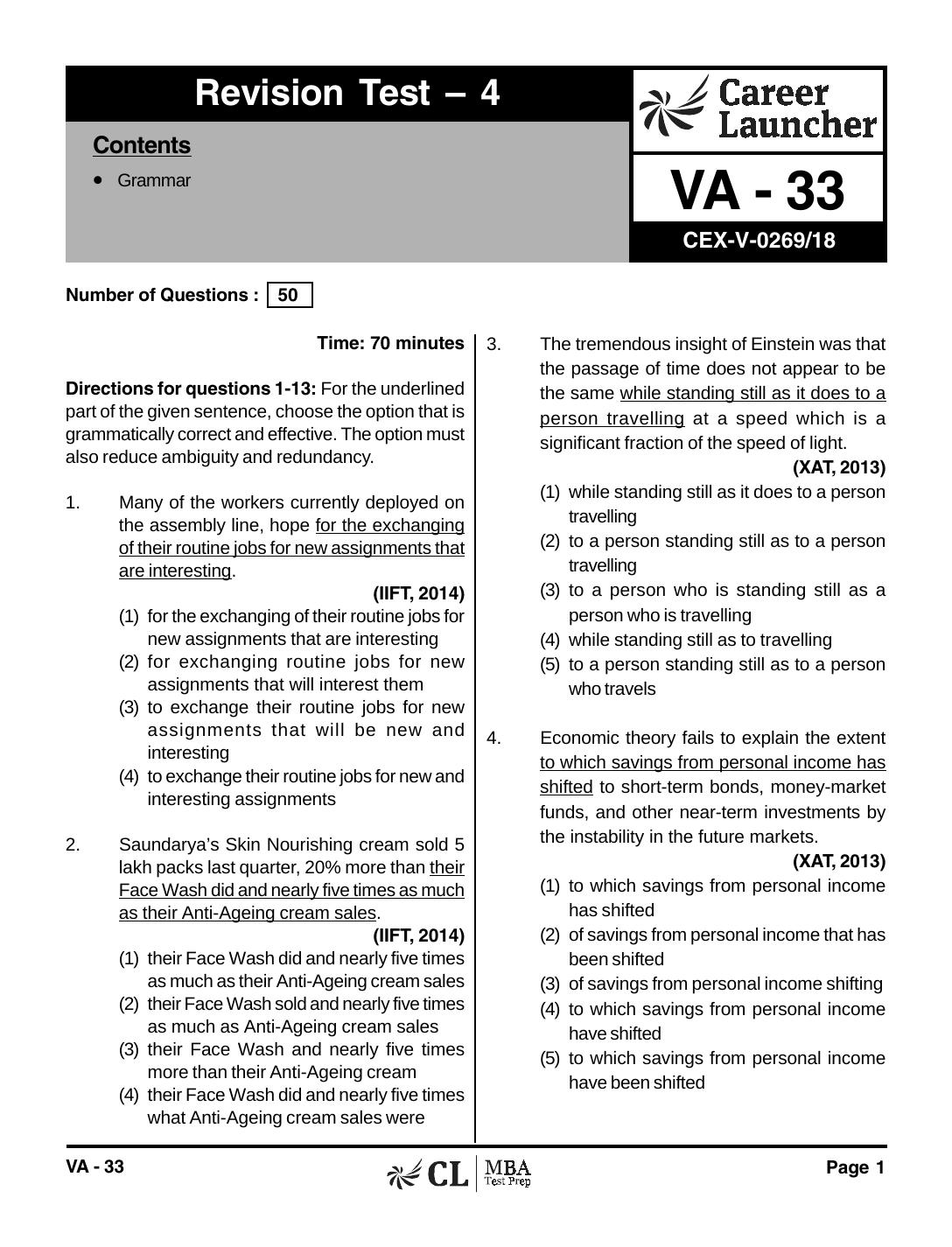 VA-33 Revision Test 4 with Solutions by pdf