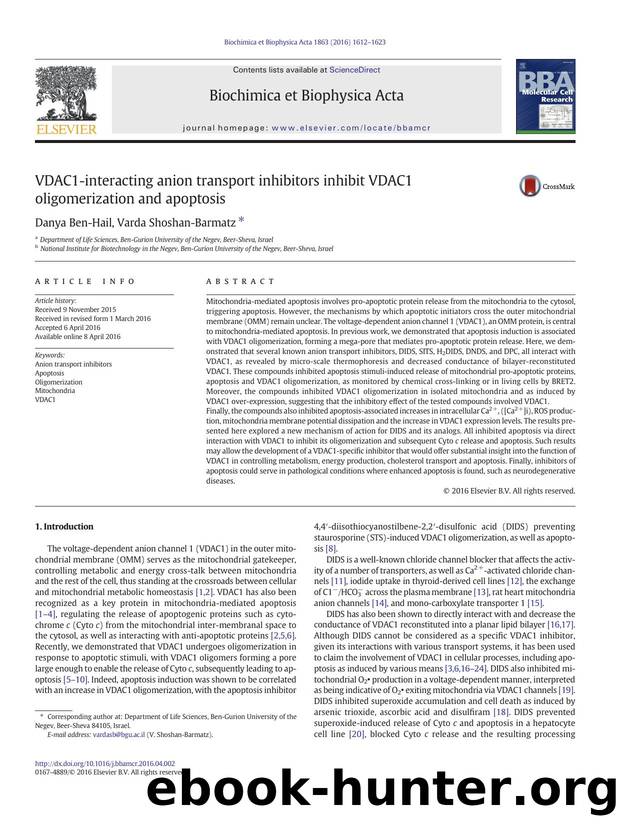 VDAC1-interacting anion transport inhibitors inhibit VDAC1 oligomerization and apoptosis by Danya Ben-Hail & Varda Shoshan-Barmatz