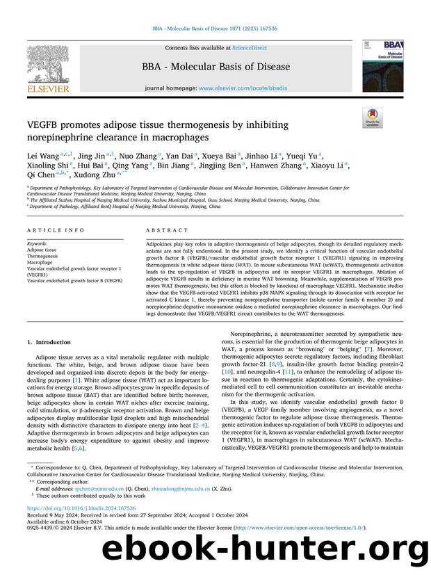 VEGFB promotes adipose tissue thermogenesis by inhibiting norepinephrine clearance in macrophages by unknow