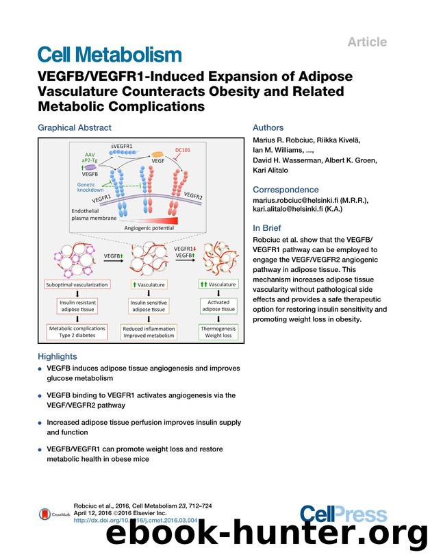 VEGFBVEGFR1-Induced Expansion of Adipose Vasculature Counteracts Obesity and Related Metabolic Complications by unknow