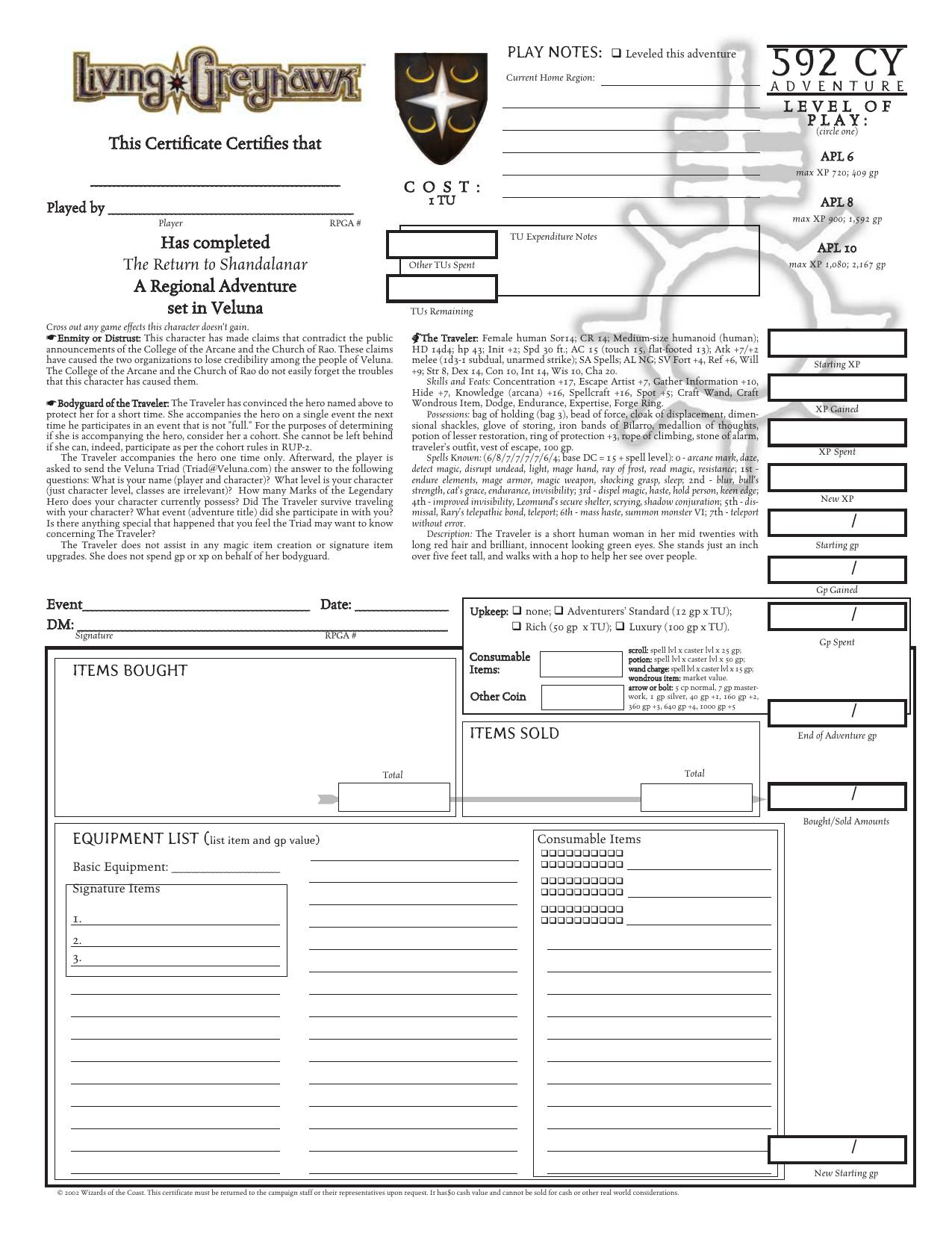 VEL2-07- Return to Shandalanar cert by Unknown