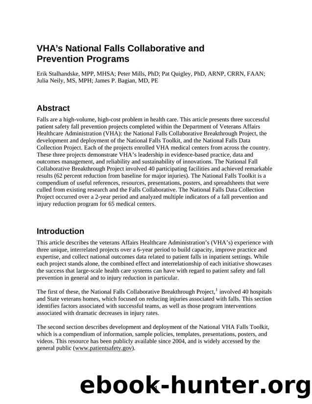 VHAâs National Falls Collaborative and Prevention Programs by Agency for Healthcare Research and Quality