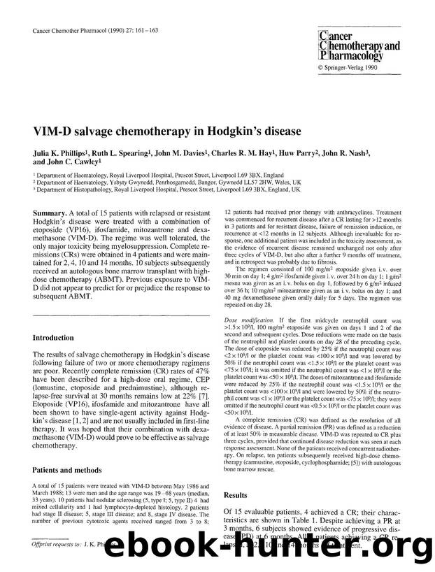 VIM-D salvage chemotherapy in Hodgkin's disease by Unknown