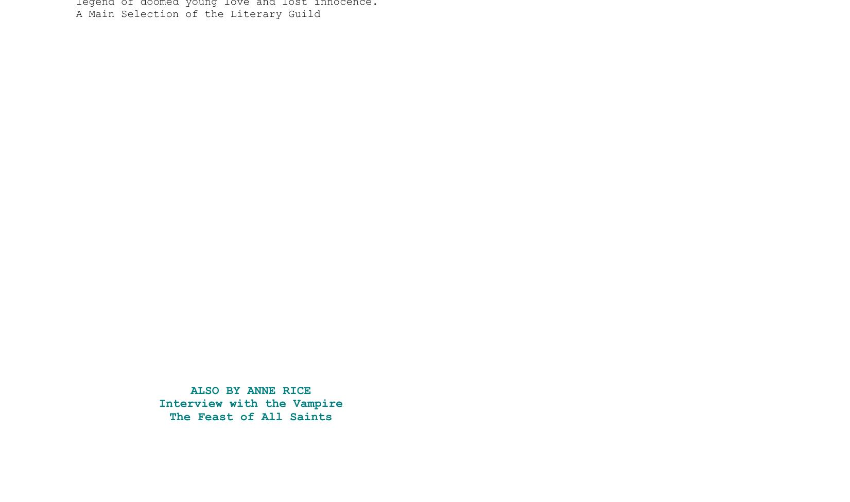 VITTORIO: THE VAMPIRE by ANNE RICE