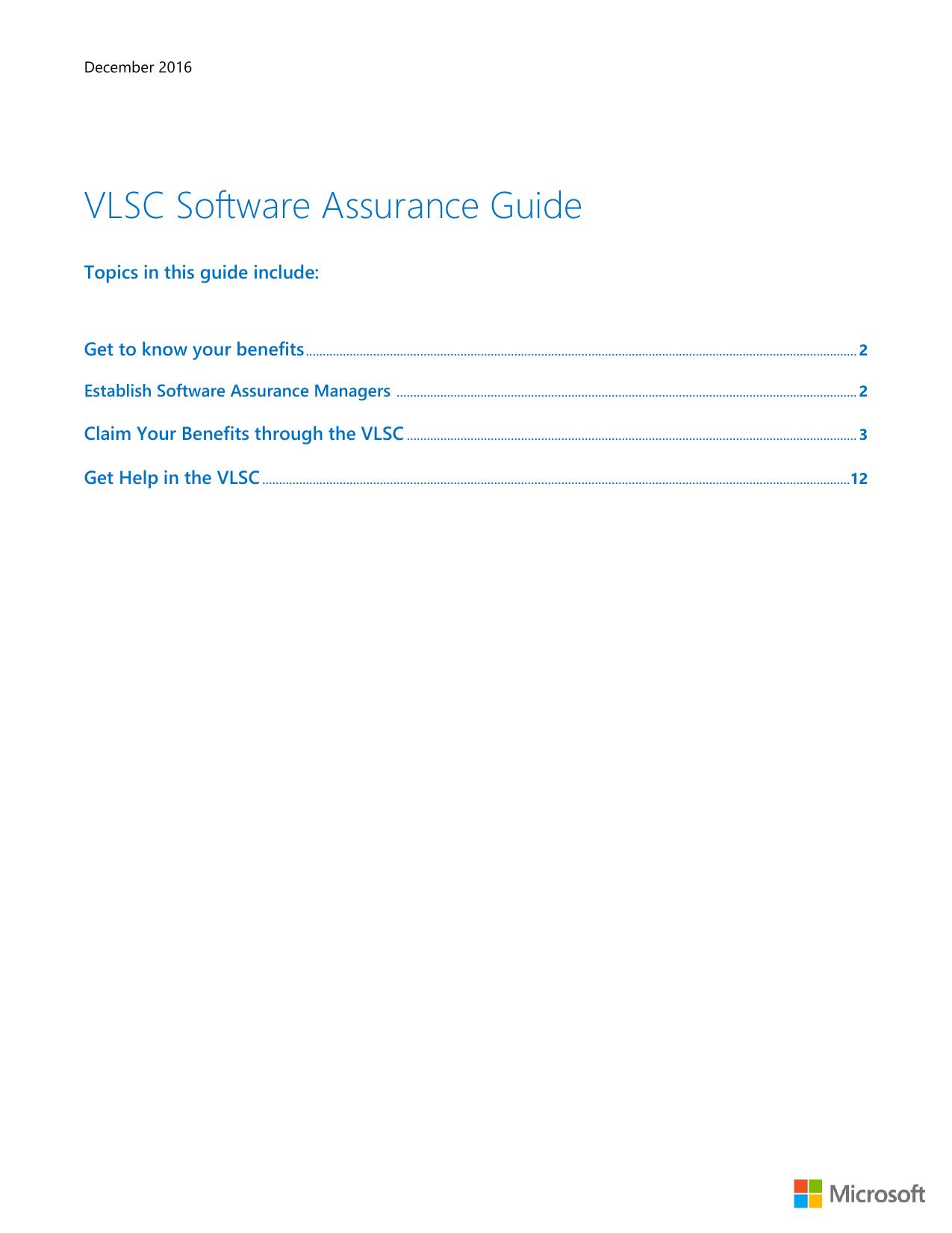 VLSC Software Assurance Guide by User Experience IT