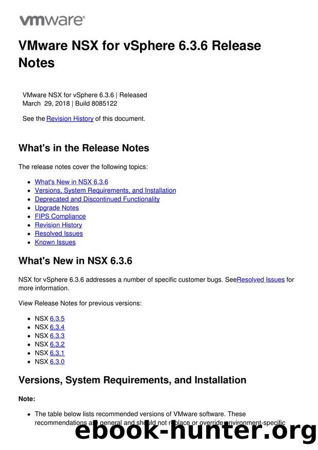VMware NSX for vSphere 6.3.6 Release Notes by Unknown