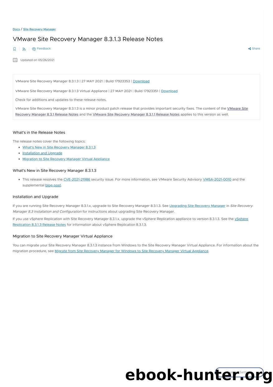 VMware Site Recovery Manager 8.3.1.3 Release Notes by Unknown