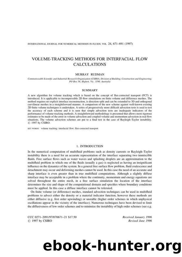 VOLUME-TRACKING METHODS FOR INTERFACIAL FLOW CALCULATIONS by Unknown
