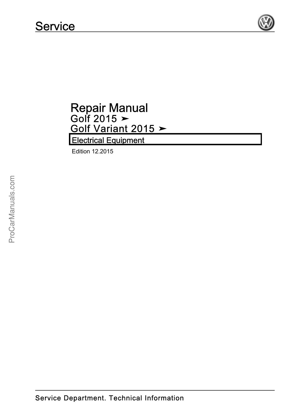 VW Golf 7 Electrical Equipment - Repair Manual by Unknown