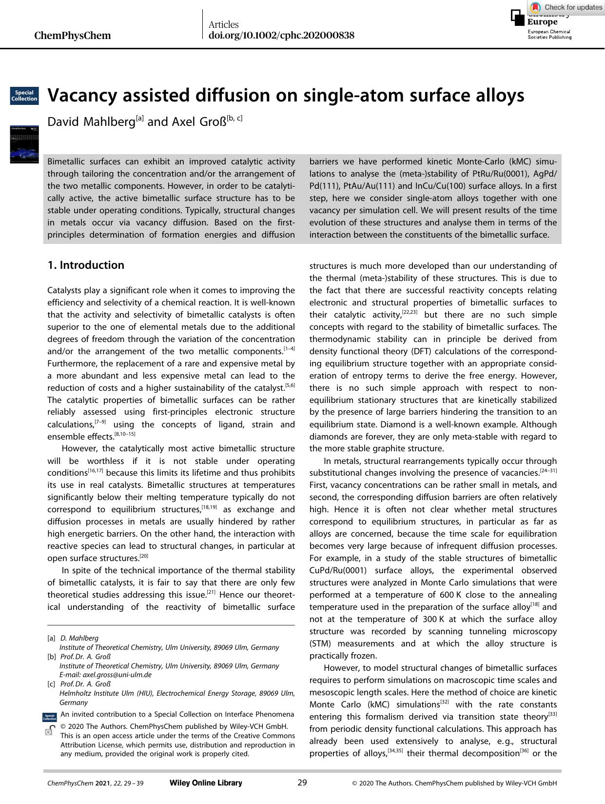 Vacancy assisted diffusion on singleâatom surface alloys by Unknown