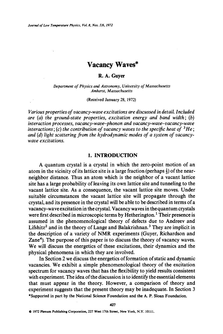 Vacancy waves by Unknown