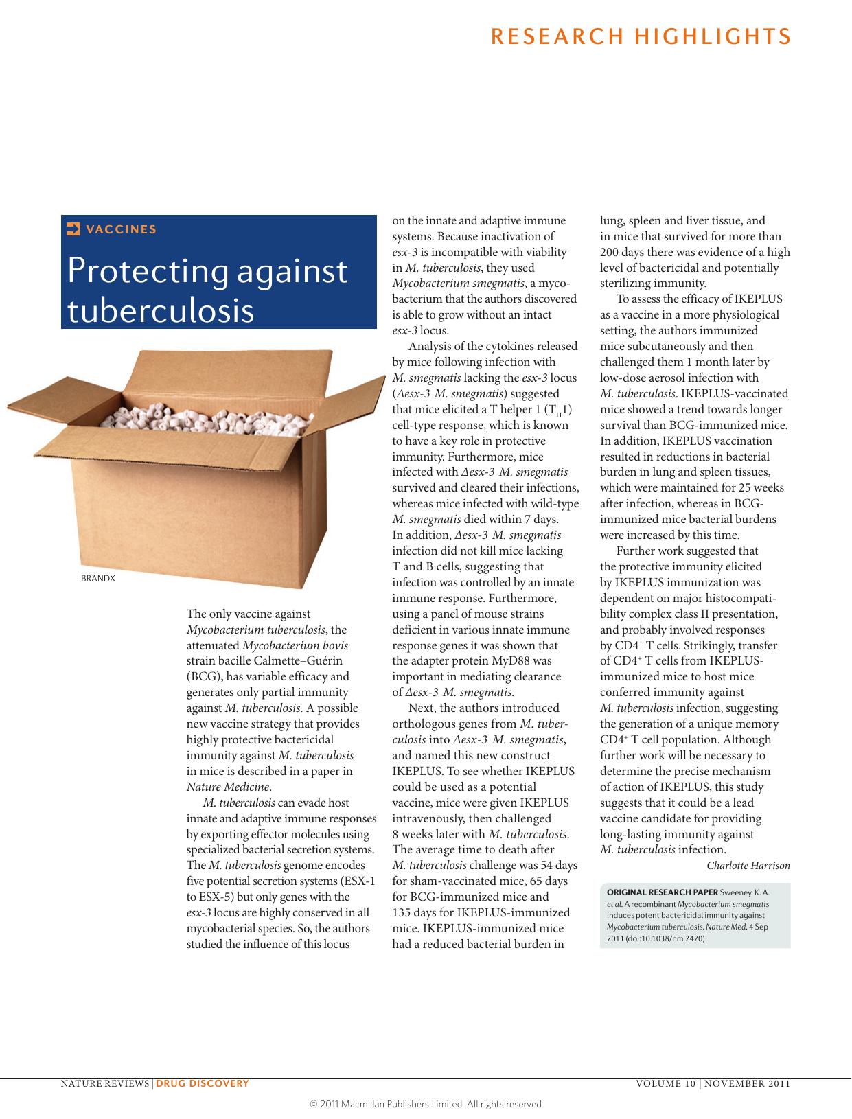 Vaccines: Protecting against tuberculosis by Charlotte Harrison