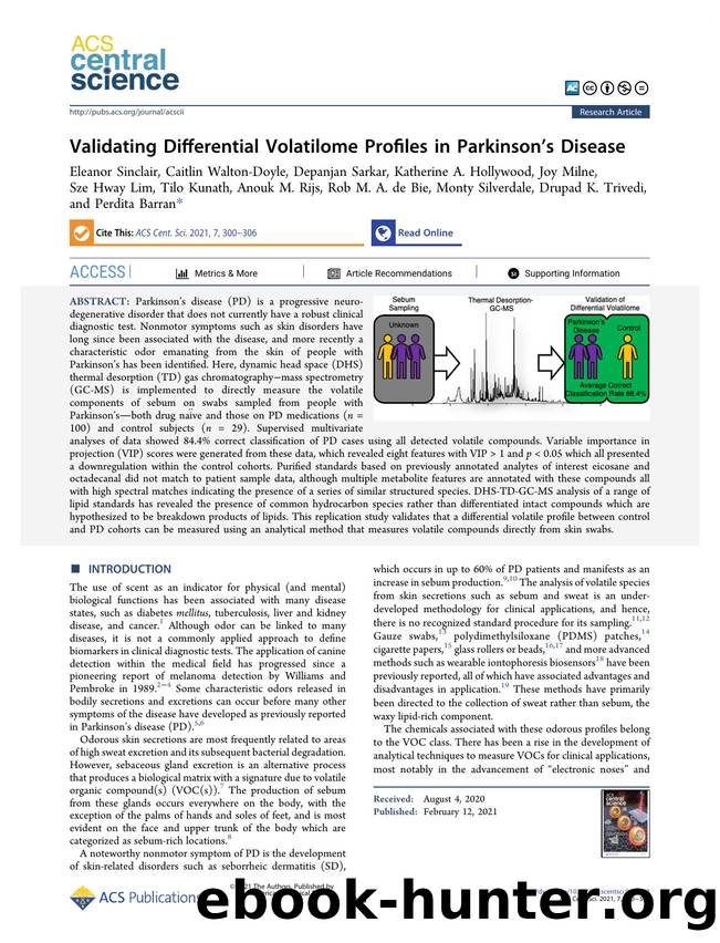 Validating Differential Volatilome Profiles in Parkinsonâs Disease by unknow
