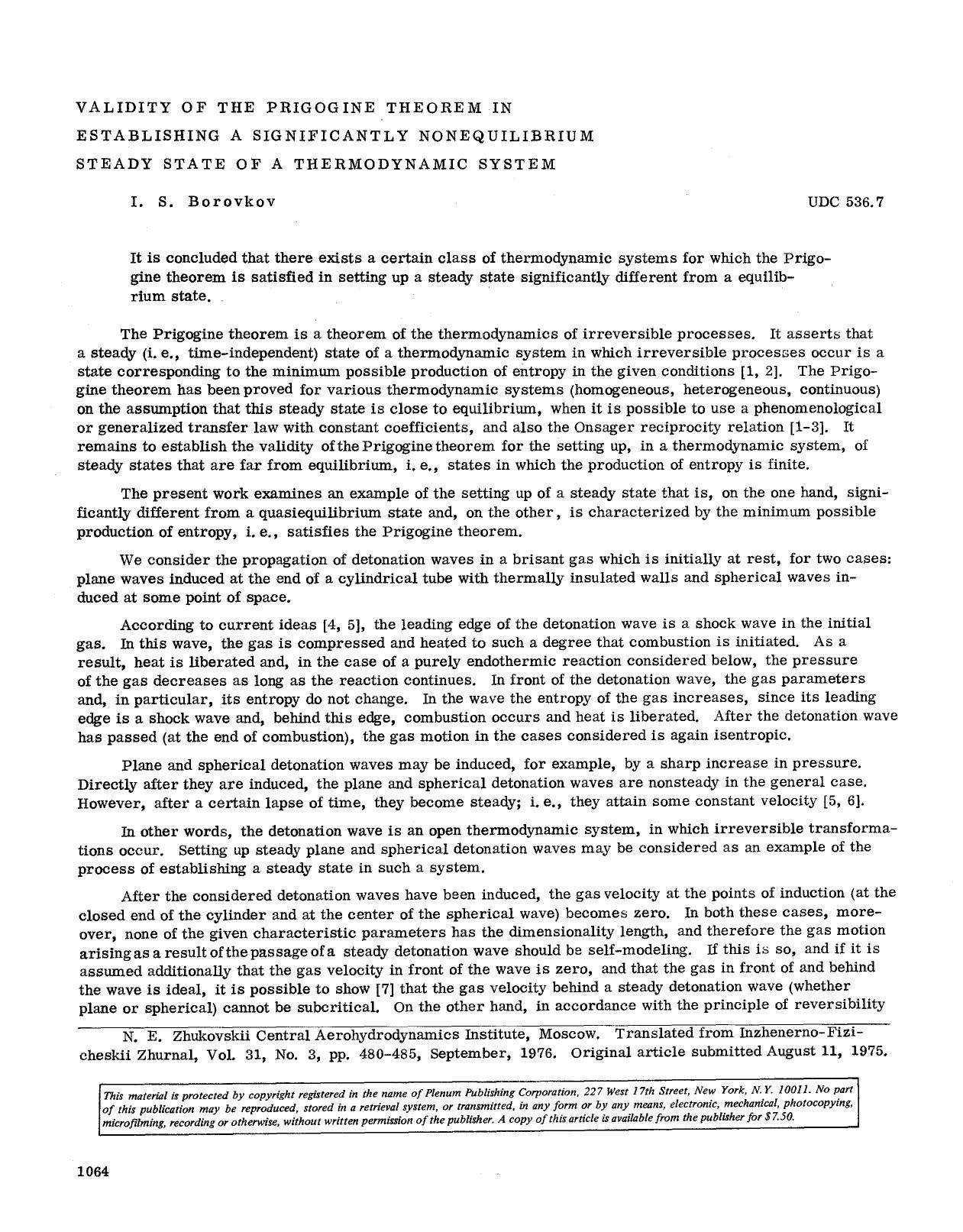 Validity of the prigogine theorem in establishing a significantly nonequilibrium steady state of a thermodynamic system by Unknown