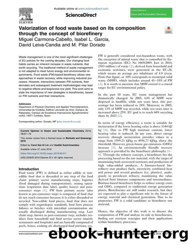 Valorization of food waste based on its composition through the concept of biorefinery by Miguel Carmona-Cabello & Isabel L. Garcia & David Leiva-Candia & M. Pilar Dorado
