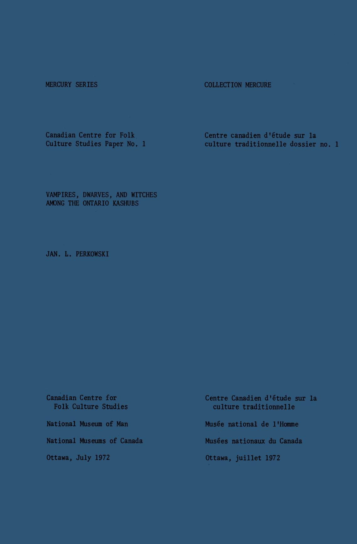 Vampires, dwarves and witches among the Ontario Kashubs by Jan L. Perkowski