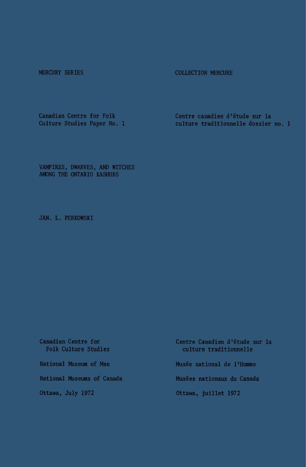 Vampires, dwarves and witches among the Ontario Kashubs by Jan Louis Perkowski