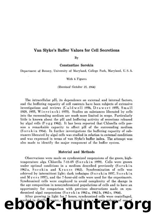 Van Slyke's buffer values for cell secretions by Unknown