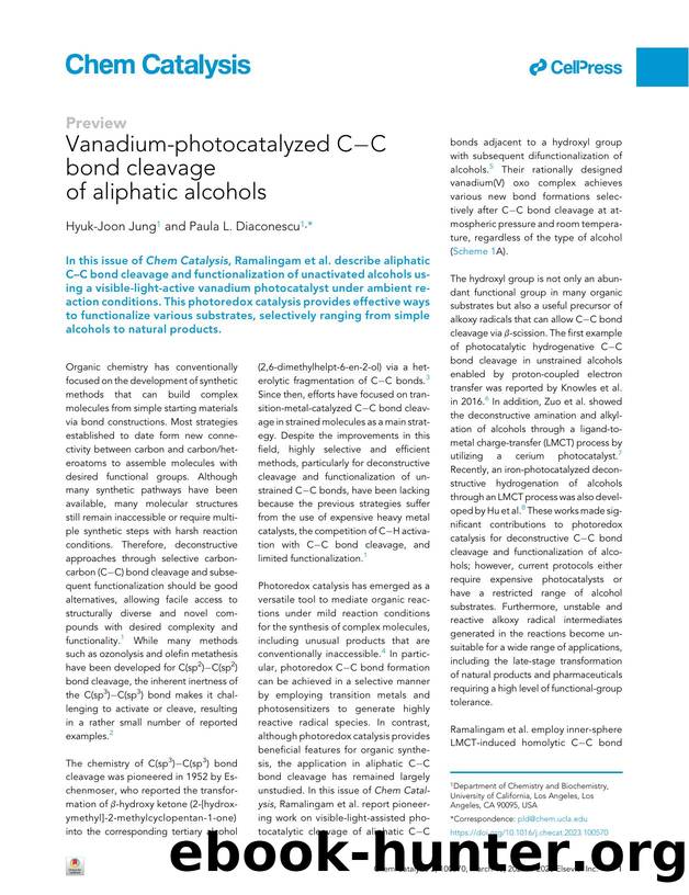 Vanadium-photocatalyzed C-C bond cleavage of aliphatic alcohols by Hyuk-Joon Jung & Paula L. Diaconescu