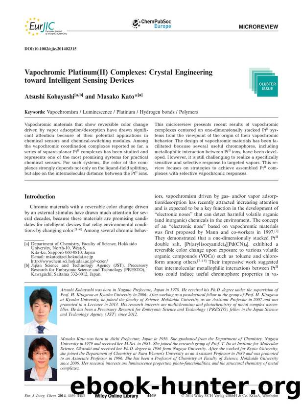 Vapochromic Platinum(II) Complexes: Crystal Engineering toward Intelligent Sensing Devices by Unknown
