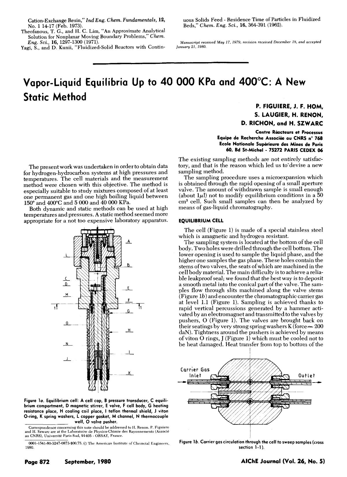 Vapor-liquid equilibria up to 40,000 KPa and 400 °C: A new static method by Unknown