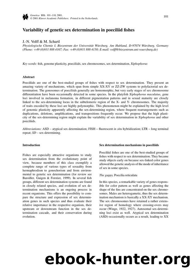 Variability of genetic sex determination in poeciliid fishes by Unknown