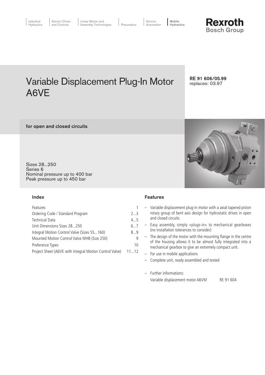 Variable Displacement Plug-In Motor A6VE by Manfred