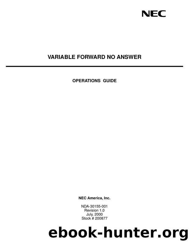 Variable Forward No Answer Operations Guide by EZ Manuals