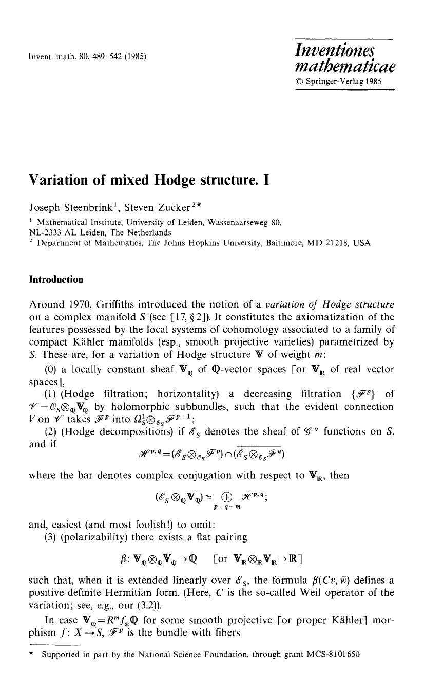 Variation of mixed Hodge structure. I by Unknown
