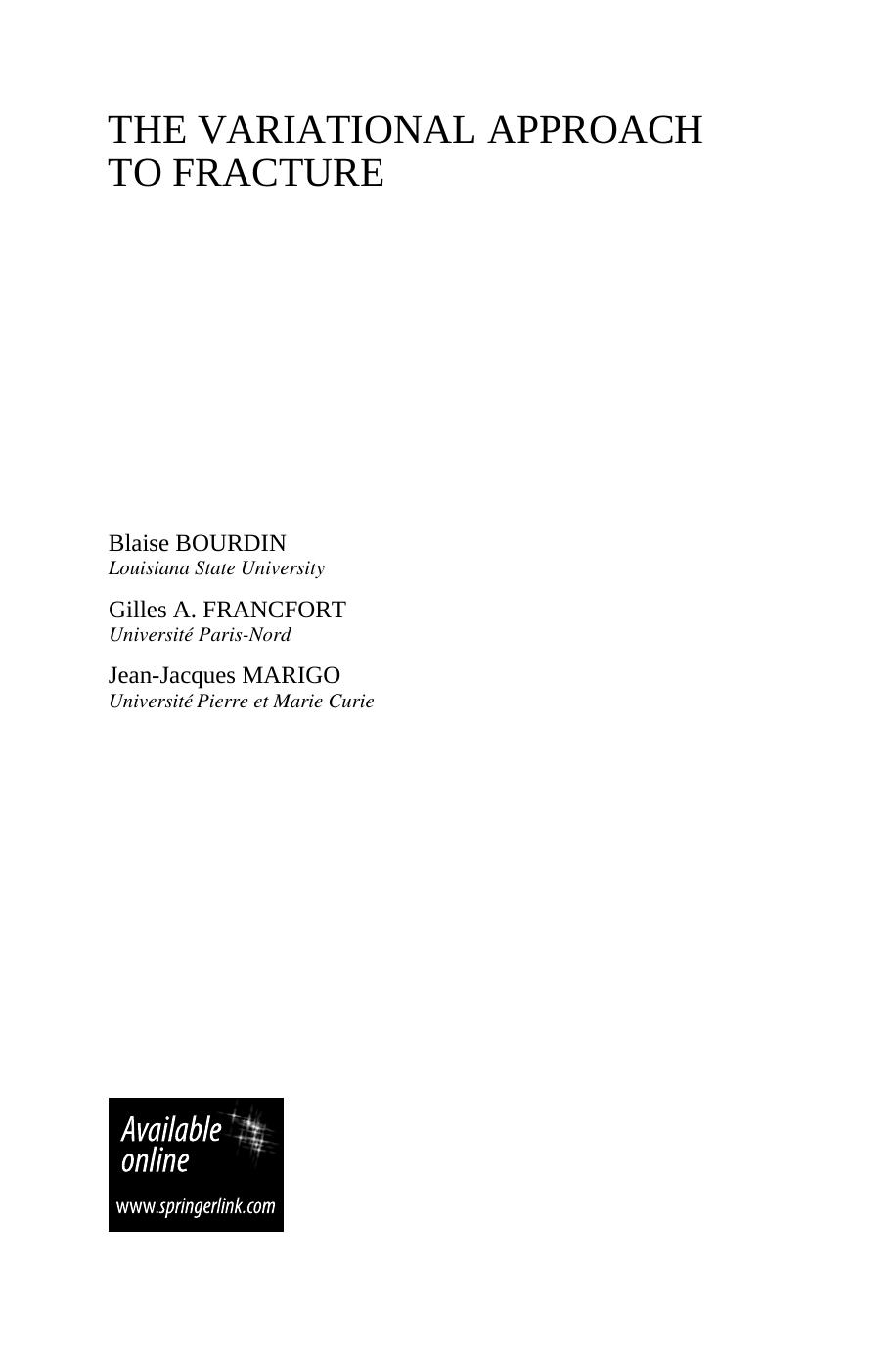 Variational Approach to Fracture by Blaise Bourdin