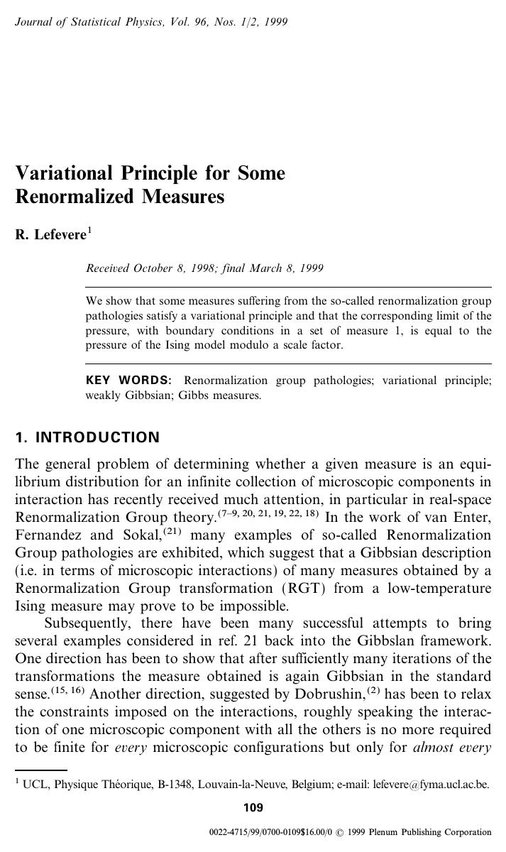 Variational Principle for Some Renormalized Measures by Unknown