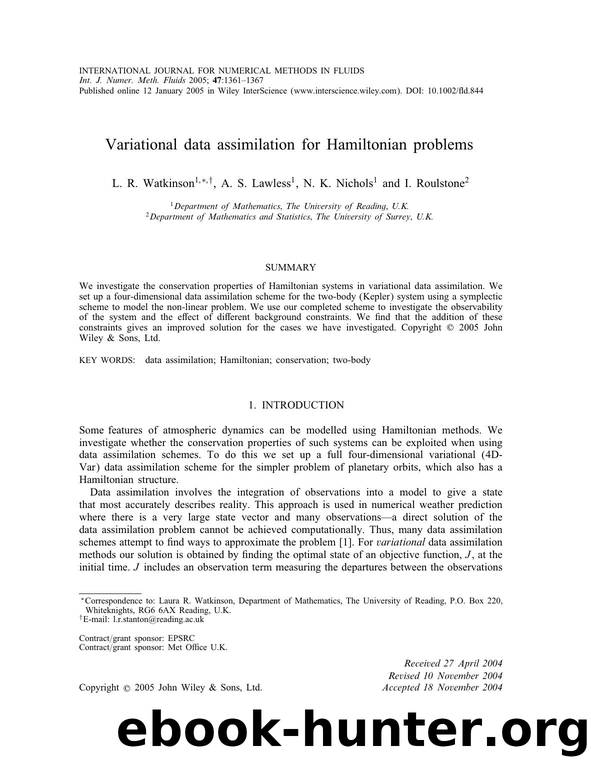 Variational data assimilation for Hamiltonian problems by Unknown