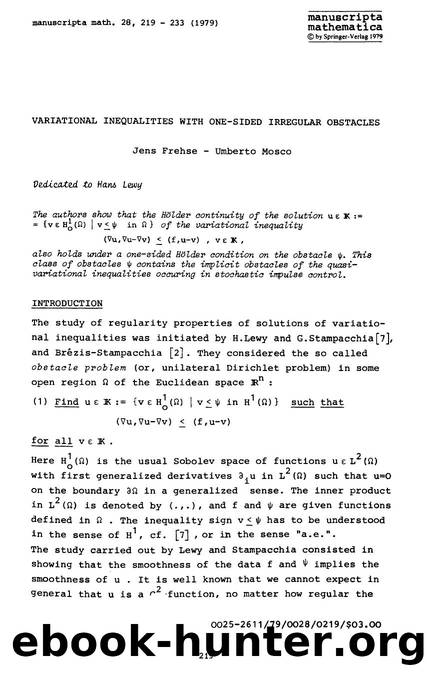 Variational inequalities with one-sided irregular obstacles by Unknown
