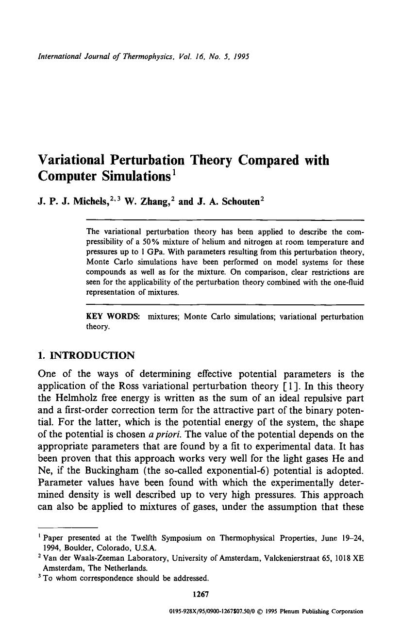 Variational perturbation theory compared with computer simulations by Unknown