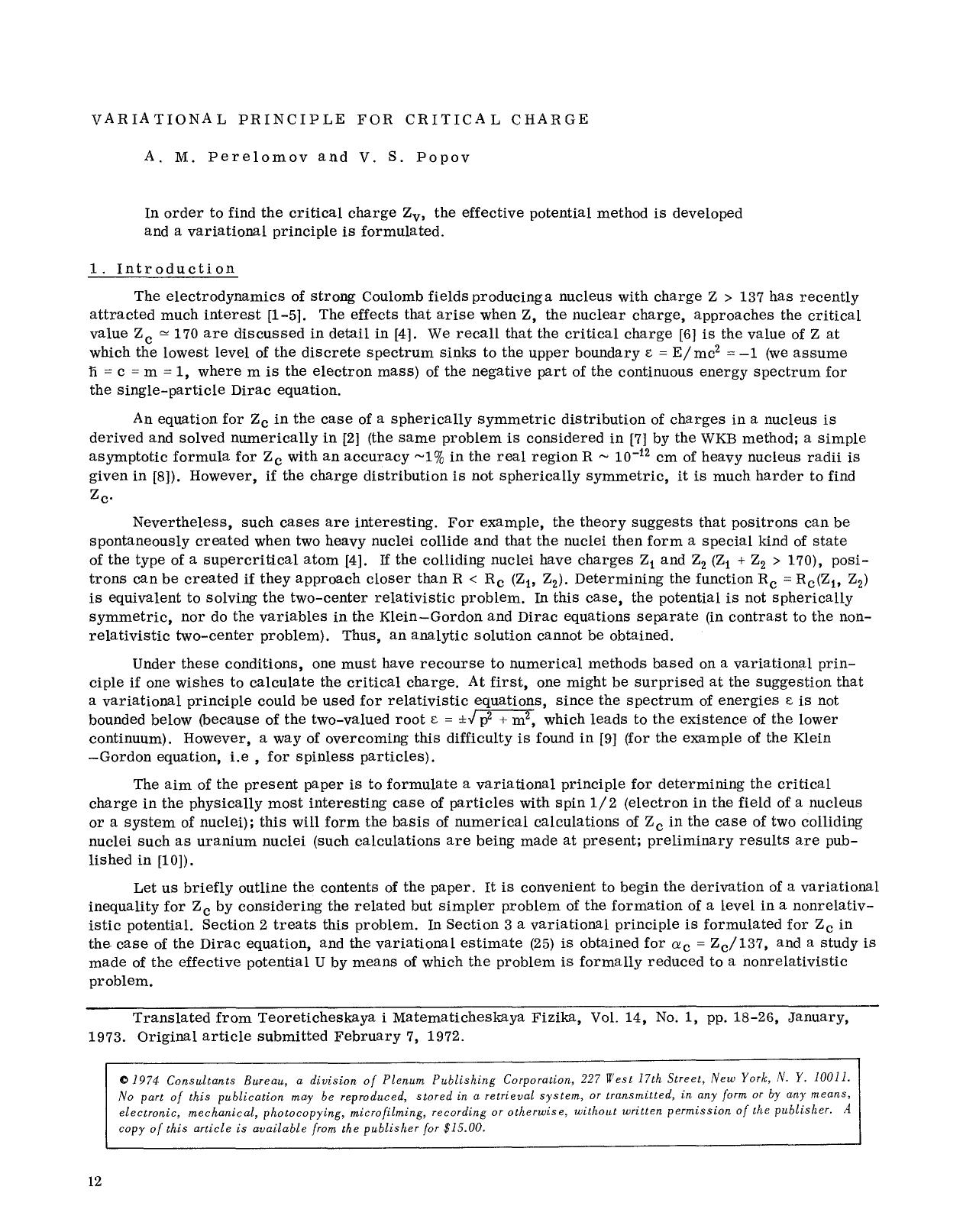 Variational principle for critical charge by Unknown