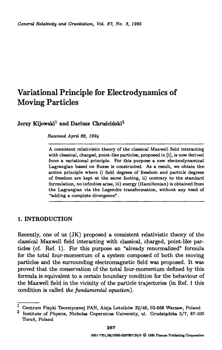Variational principle for electrodynamics of moving particles by Unknown