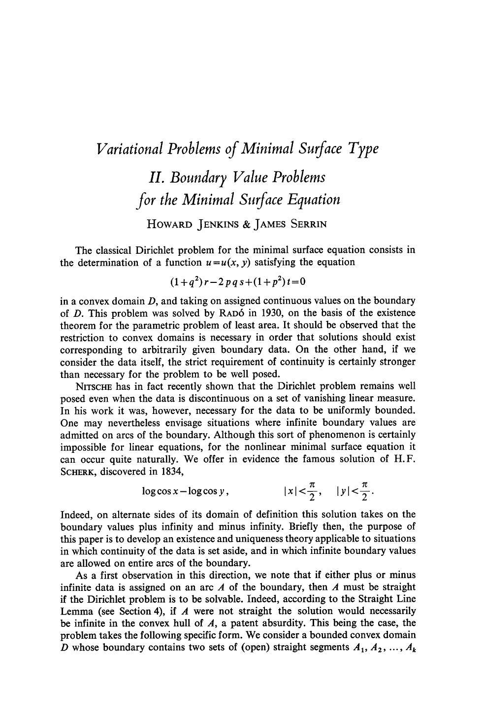 Variational problems of minimal surface type II. Boundary value problems for the minimal surface equation by Unknown