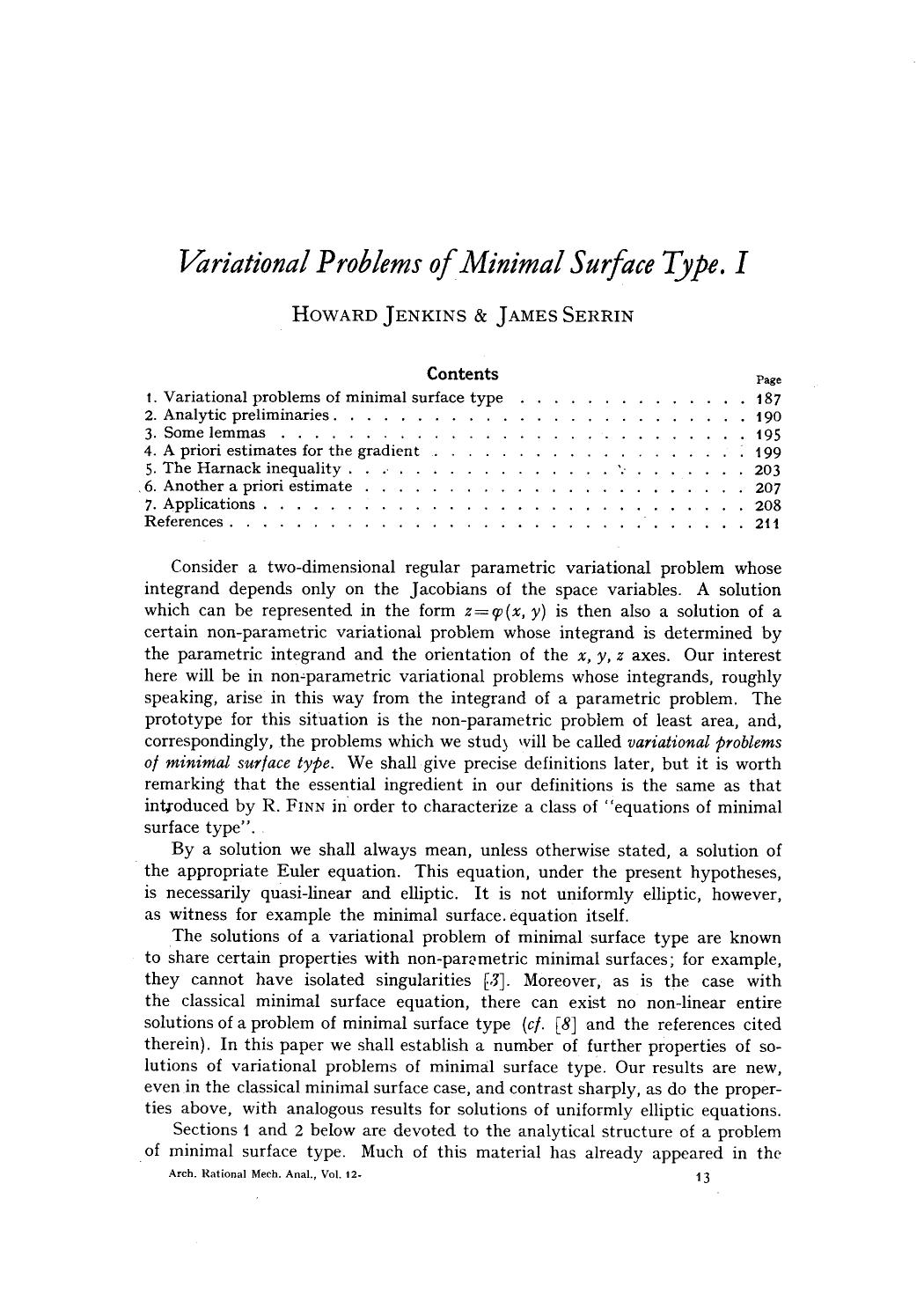 Variational problems of minimal surface type. I by Unknown