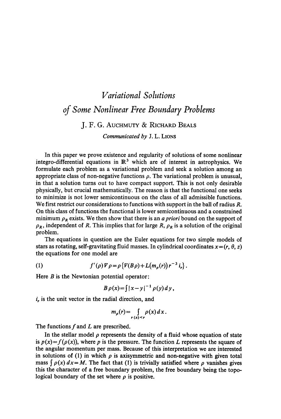 Variational solutions of some nonlinear free boundary problems by Unknown