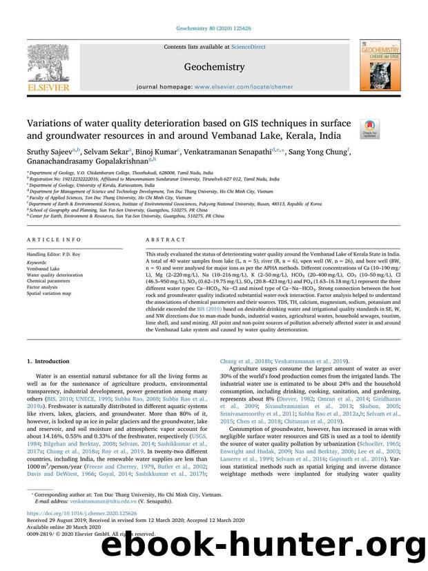 Variations of water quality deterioration based on GIS techniques in surface and groundwater resources in and around Vembanad Lake, Kerala, India by unknow