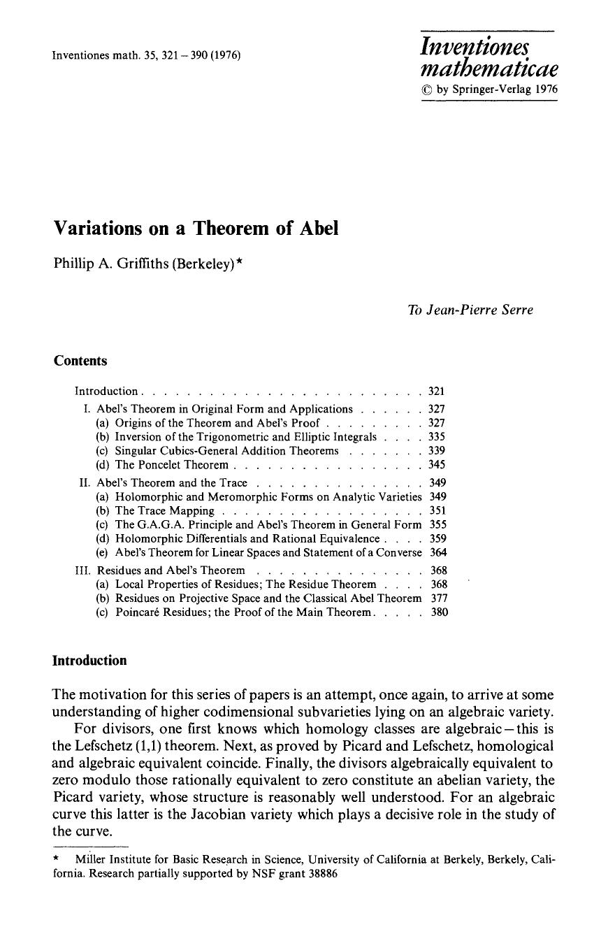 Variations on a theorem of Abel by Unknown