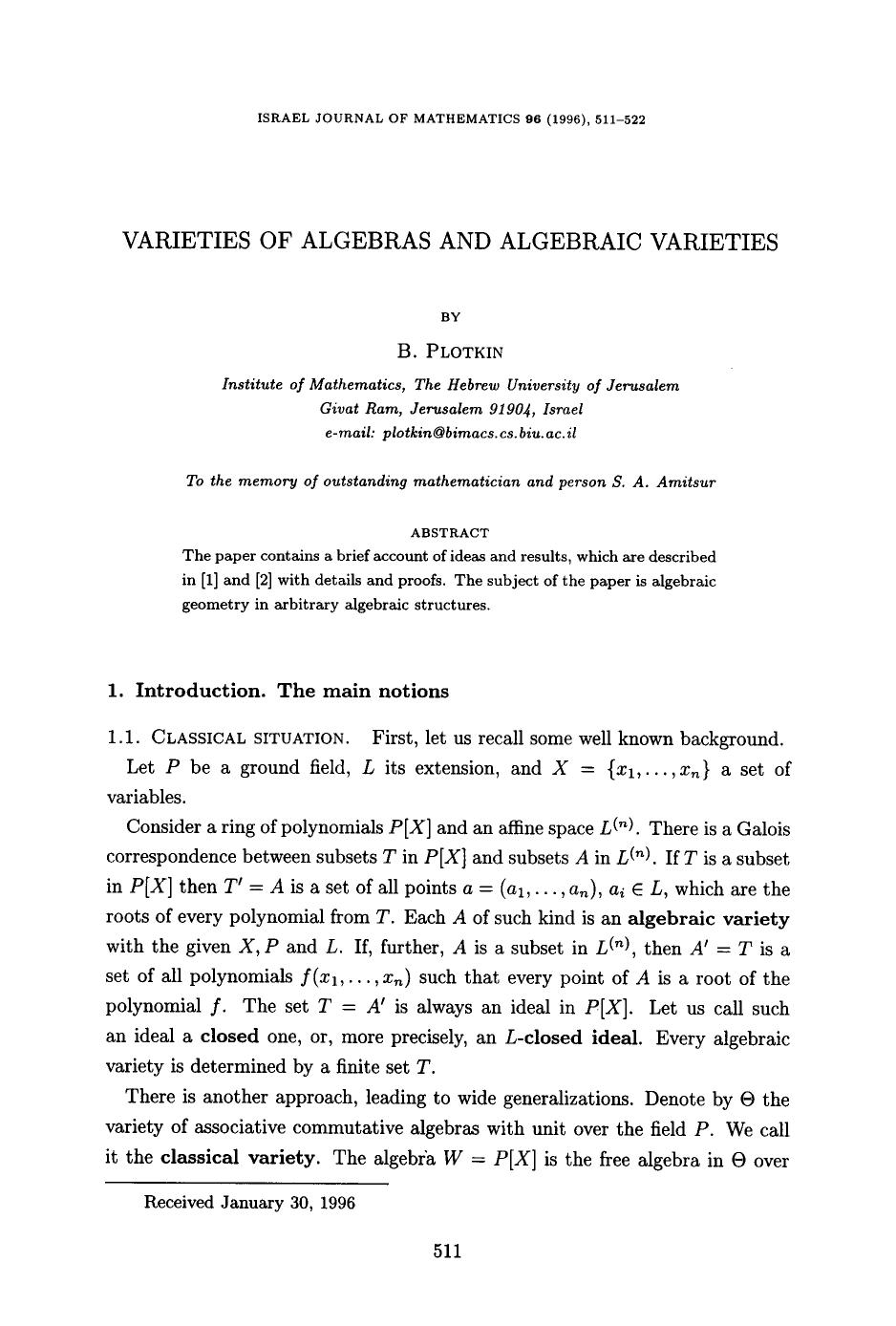 Varieties of algebras and algebraic varieties by Unknown