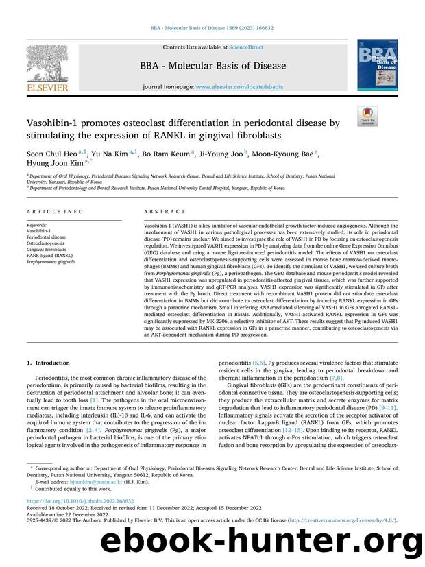 Vasohibin-1 promotes osteoclast differentiation in periodontal disease by stimulating the expression of RANKL in gingival fibroblasts by Soon Chul Heo & Yu Na Kim & Bo Ram Keum & Ji-Young Joo & Moon-Kyoung Bae & Hyung Joon Kim