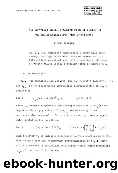 Vector valued Siegel's modular forms of degree two and the associated Andrianov L-functions by Unknown